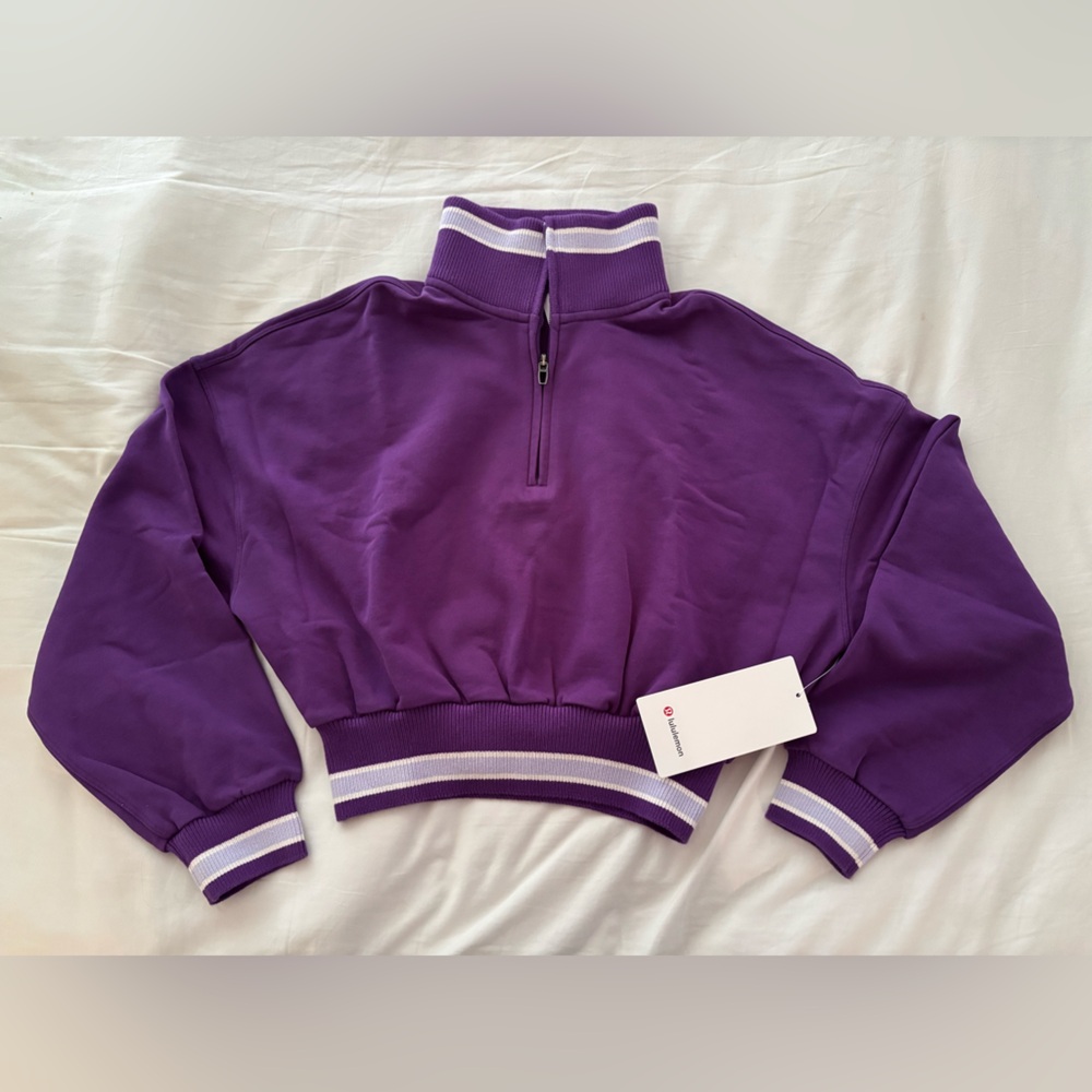 Lululemon Purple Striped Crop Top, NEW! - Picture 2 of 8